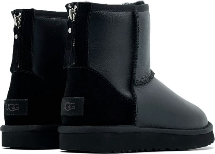 UGG Classic Mini Zip Metallic Black (без камней)