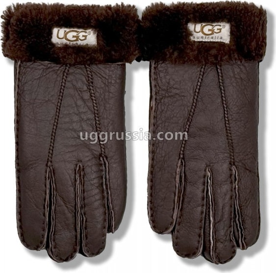 UGG Перчатки Кожаные Мужские Коричневые