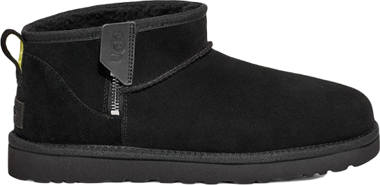 UGG CLASSIC ULTRA MINI ZIP BOOT BLACK