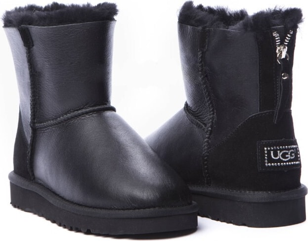 Угги Mini Zip Metallic Black